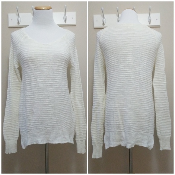 Mudd Sweaters - Ivory ribbed open knit long sleeved sweater